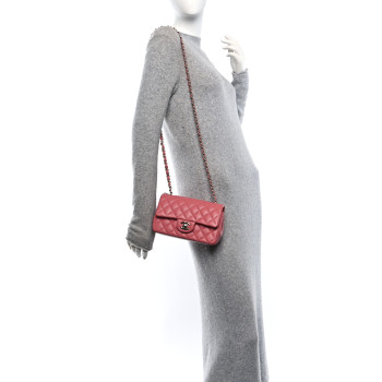 CHANEL Lambskin Quilted Mini Rectangular Flap Pink