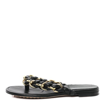 BOTTEGA VENETA Nappa Chain Dot Flat Sandals 39.5 Black