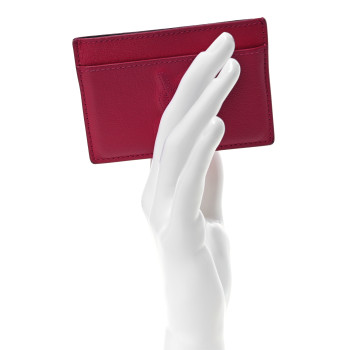 SAINT LAURENT Textured Calfskin Belle De Jour Card Case Fuchsia
