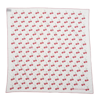LOUIS VUITTON LV X TM Cotton Monogram Cerises Shawl White