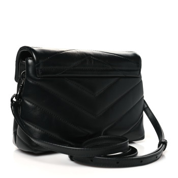 SAINT LAURENT Calfskin Y Quilted Monogram Monochrome Toy Loulou Crossbody Bag Black