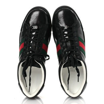 GUCCI Crystal GG Monogram Web Mens New Ace Sneakers 12 Black