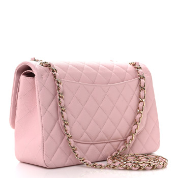 CHANEL Caviar Quilted Jumbo Double Flap Light Pink