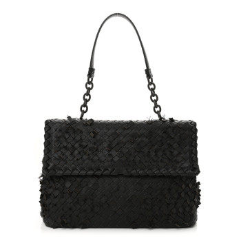 BOTTEGA VENETA Nappa Intrecciato Fringe Flap Grey