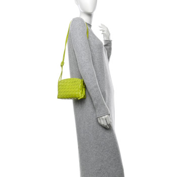 BOTTEGA VENETA Nappa Intrecciato Mini Loop Camera Bag Acid Kiwi