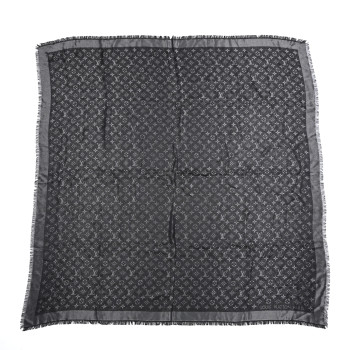 LOUIS VUITTON Silk Lurex Wool Monogram Shine Shawl Black
