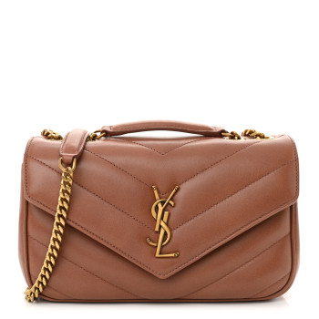 SAINT LAURENT Lambskin Chevron Quilted Small Loulou Bag Hortensia
