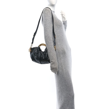 CHRISTIAN DIOR Calfskin Macrocannage Walk In Dior Hobo Black