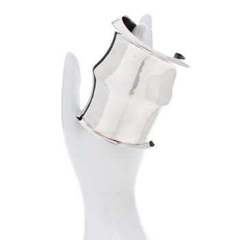 SAINT LAURENT Brass Organic Oversized Cuff Bracelet Argent Brilliant