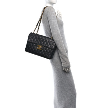 CHANEL Caviar Quilted XL Jumbo Single Flap Black