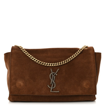 SAINT LAURENT Calfskin Monogram Large Kate Satchel Brown