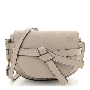 LOEWE Grained Calfskin Mini Gate Crossbody Bag Light Oat