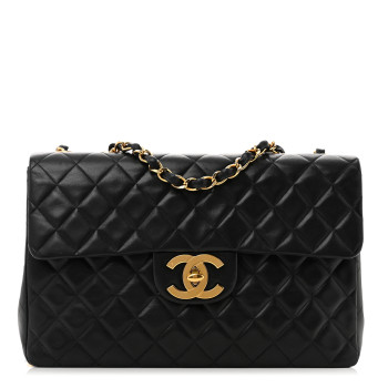 CHANEL Lambskin Quilted XL Jumbo Single Flap Black