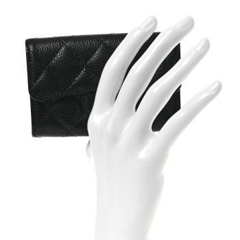 CHANEL Caviar Quilted Flap Card Holder Wallet Black