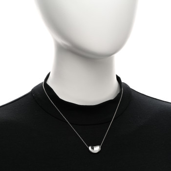 TIFFANY Sterling Silver 19mm Elsa Peretti Bean Pendant Necklace