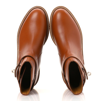 HERMES Heritage Calfskin Follow Ankle Boots 37.5 Naturel