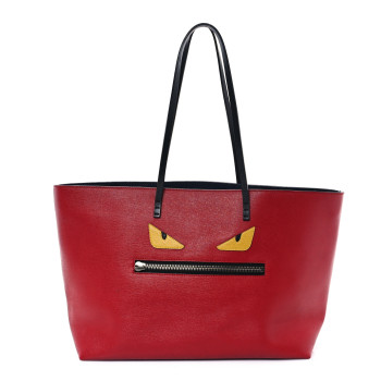 FENDI Vitello Elite Cuoio Monster Buggies Medium Roll Tote Mattone Black Multicolor Lavagna