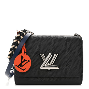 LOUIS VUITTON Epi Twist Braided Strap Shoulder Bag MM Black Orange Fluo Cobalt