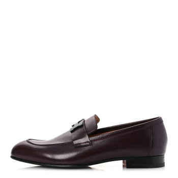 HERMES Goatskin Mens Paris Loafers 42 Marron Mahogany