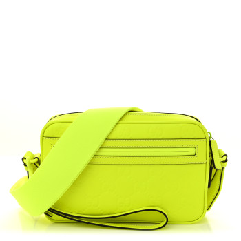 GUCCI Rubber Effect Monogram GG Crossbody Bag Fluorescent Yellow