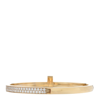 TIFFANY 18K Yellow Gold Diamond Wide T1 Hinged Bangle Bracelet