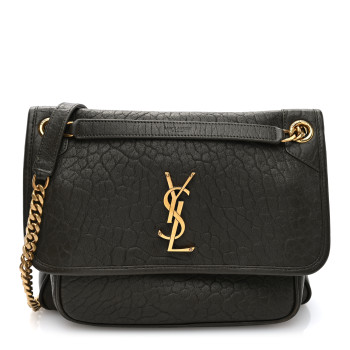 SAINT LAURENT Grained Lambskin Monogram Medium Niki Chain Satchel Light Musk
