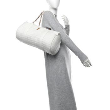 SAINT LAURENT Nylon Gloria Quilted Travel Bag Milky White