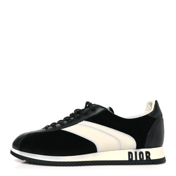 CHRISTIAN DIOR Velvet Mix Diorun Sneakers 40 Black Off White