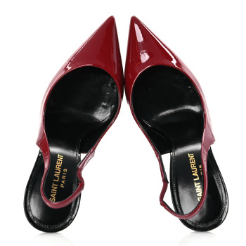 SAINT LAURENT Patent Calfskin Zoe 105 Slingback Pump 39 Opyum Red