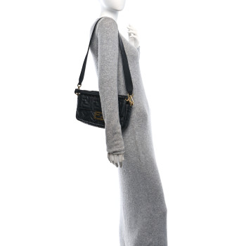 FENDI Nappa FF 1974 Embossed Baguette Black