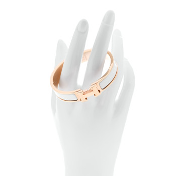 HERMES Enamel Narrow Clic Clac H Bracelet PM White