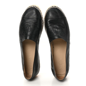 CHANEL Lambskin CC Espadrilles 40 Black