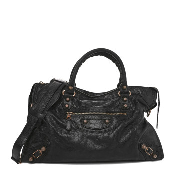 BALENCIAGA Agneau Giant 12 Rose Gold Hardware City Black