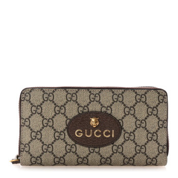 GUCCI GG Supreme Monogram Neo Vintage Zip Around Wallet Beige Crop New Acero