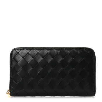 BOTTEGA VENETA Nappa Intrecciato Zip Around Wallet Black
