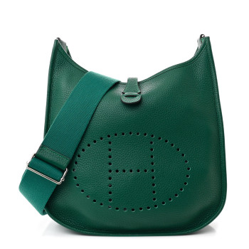 HERMES Taurillon Clemence EVELYNE III PM Malachite