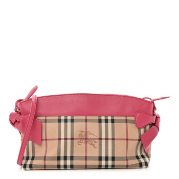 BURBERRY Haymarket Check Bow Tie Crossbody Bag Pink