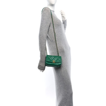 CHANEL Lambskin Quilted Mini Color Match Flap Green