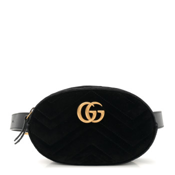 GUCCI Velvet Matelasse GG Marmont Belt Bag 75 30 Black