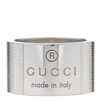 GUCCI Sterling Silver 12mm Trademark Wide Band Ring 54 6.75