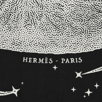 HERMES Silk Cashmere Clair De Lune Shawl 140 Black White
