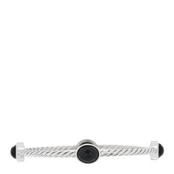 DAVID YURMAN Sterling Silver Onyx 3mm 4 Station Bangle Bracelet