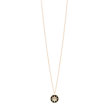 CHRISTIAN DIOR 18K Rose Gold Diamond Black Onyx Rose Des Vents Medallion Necklace