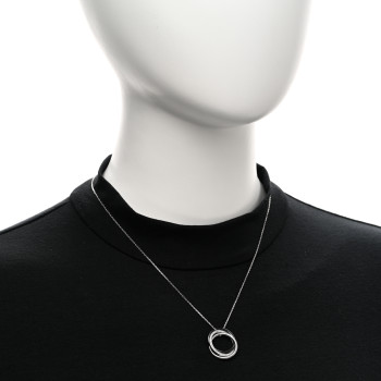 CARTIER 18K White Gold Black Ceramic Diamond Trinity Pendant Necklace