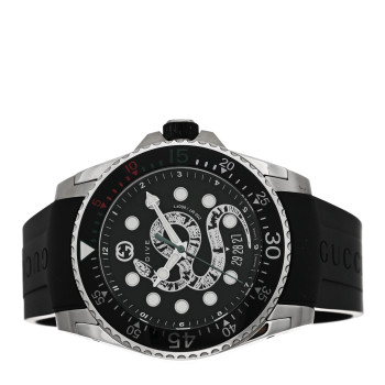 GUCCI Stainless Steel Rubber 45mm Dive Snake Quartz Watch Black