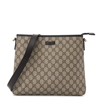 GUCCI GG Plus Monogram Medium Flat Messenger Bag Dark Brown