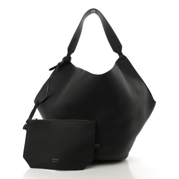 KHAITE Pebbled Sport Calfskin Medium Lotus Tote Black