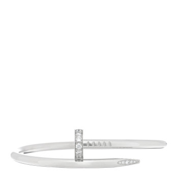 CARTIER 18K White Gold Diamond Juste Un Clou Bracelet 15