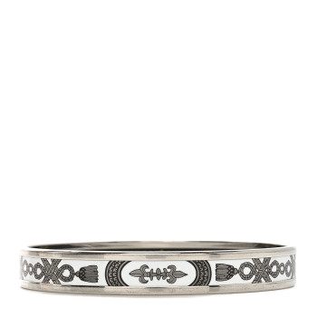 HERMES Enamel Printed Narrow Grand Apparat Bracelet 65 White