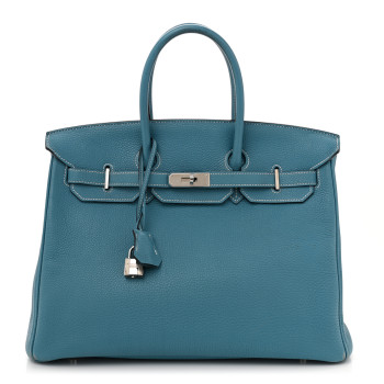 HERMES Togo Birkin 35 Blue Jean